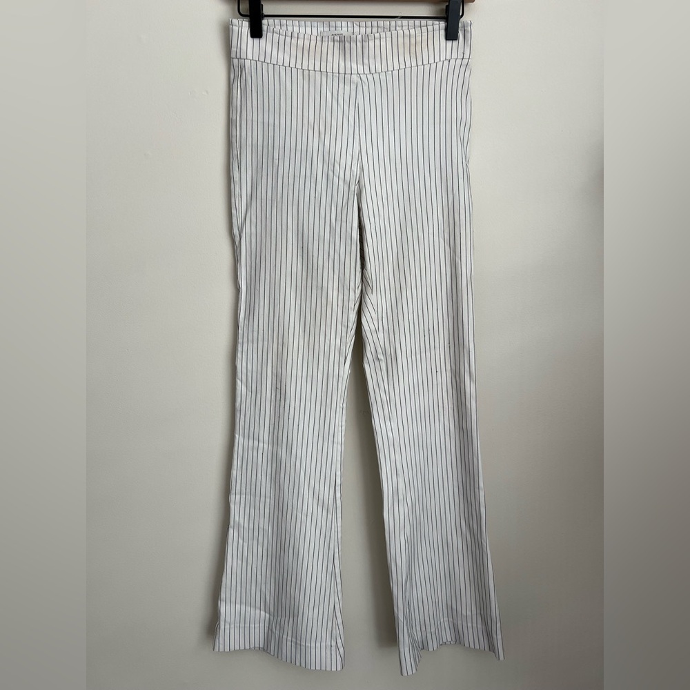 Avenue Montaigne white pinstripe Bellini Flare Pants stretch 4